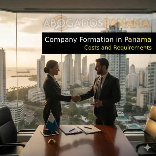 Business meeting in Panama City skyline representing company formation in Panama